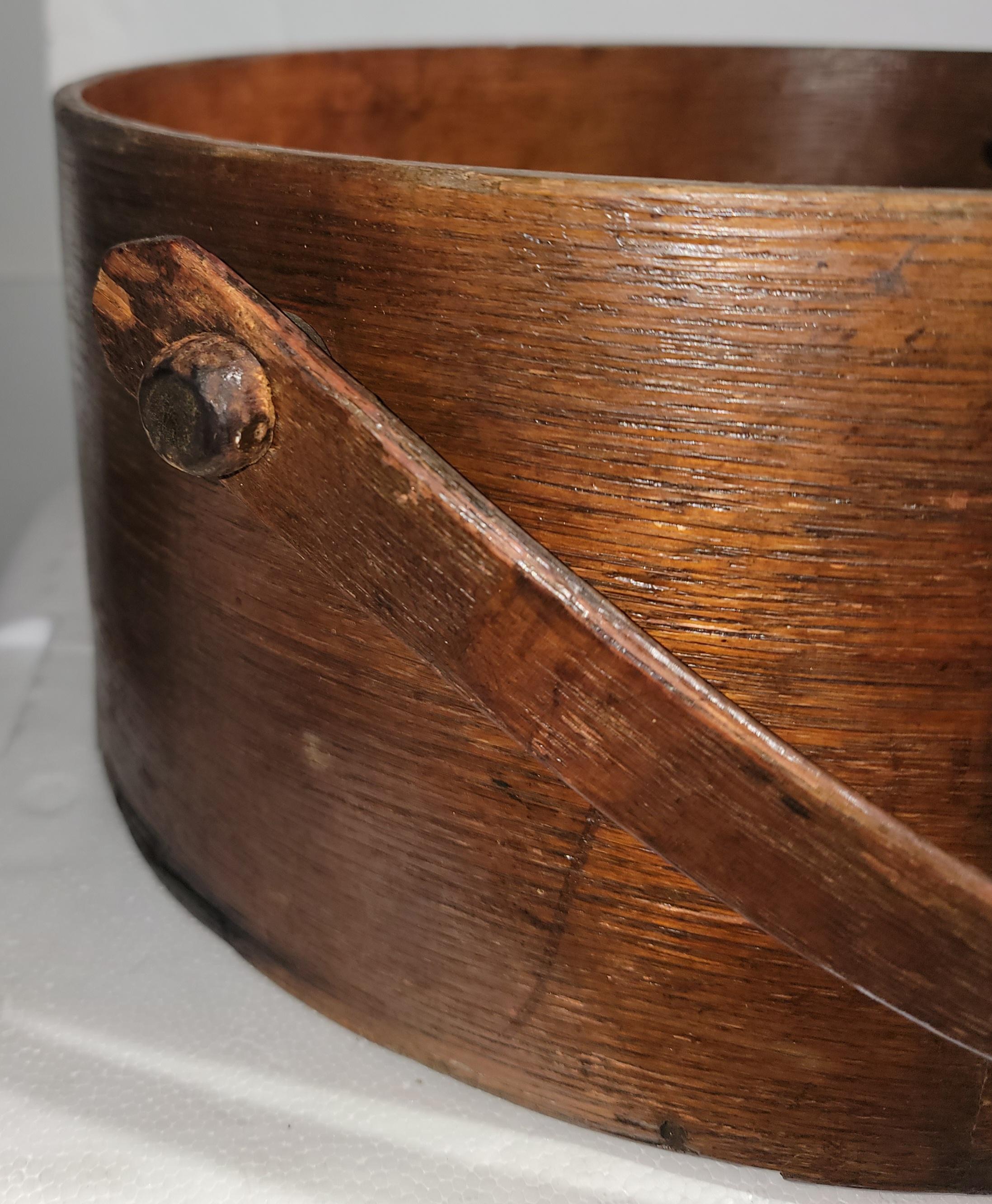 American 19thc Rounded Cheese Box With Handle For Sale