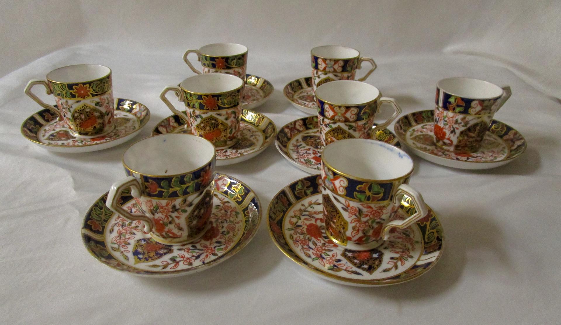19thc Royal Crown Derby Demitasse Service for Eight Chinoiserie Imari Pattern  For Sale 3