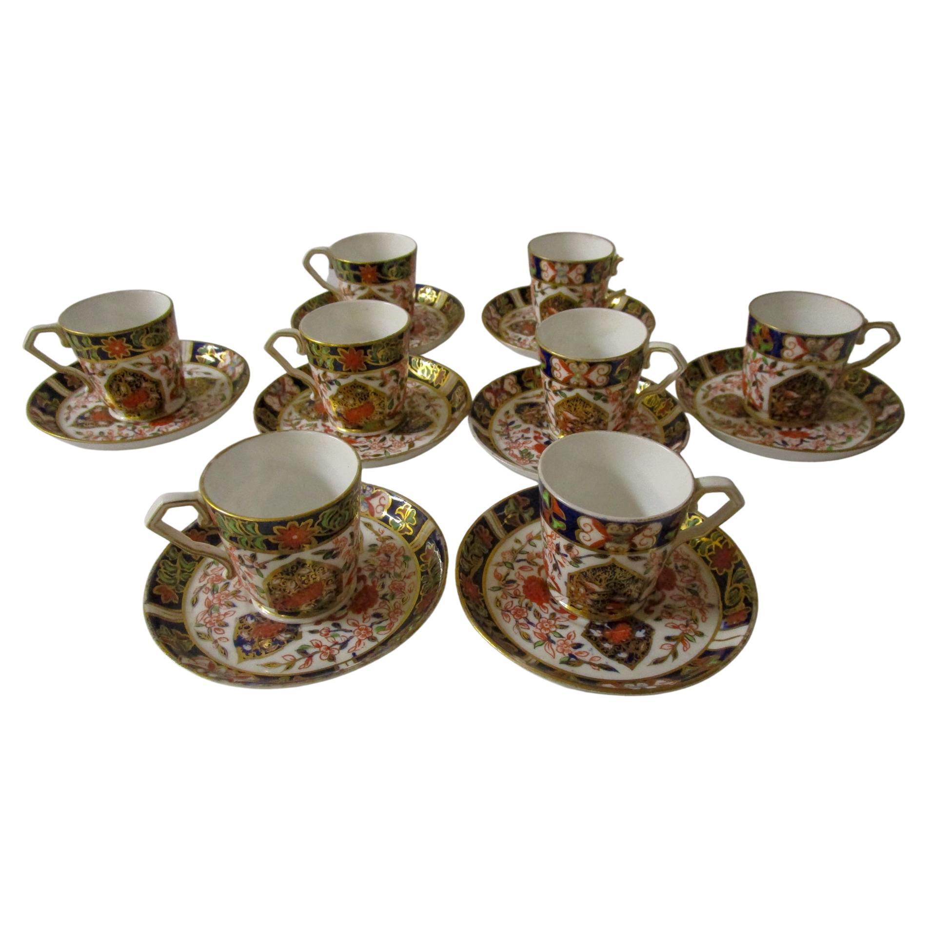 19thc Royal Crown Derby Demitasse Service for Eight Chinoiserie Imari Pattern 