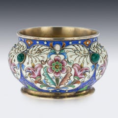 19th Century Russian Silver Gilt & Cloisonné Enamel Salt, Feodor Ruckert c.1890