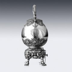 19th Century Russian Solid Silver & Enamel Tea Kettle, Shanks & Bolin circa 1886