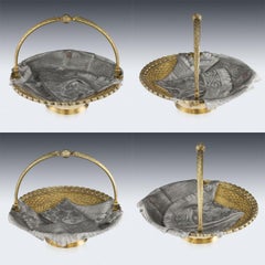 19thc Russian Solid Silver Trompe L'oeil Baskets by Pavel Ovchinnikov C.1893
