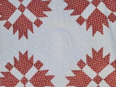 19thc Rust Calico  Bear Paw Quilt