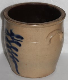 19th Century Salt Glaze Double Handled Crock