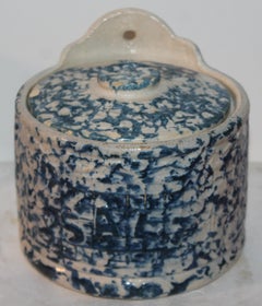 19thc Salt Sponge Crock w/Lid