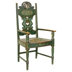 19thC Scandinavian Decorative Swedish Dalarna Folk Art Painted Occasional Chair 