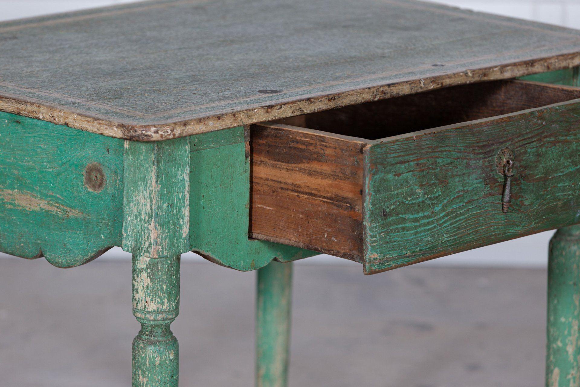 19thC Scandinavian Green Painted Table / Desk For Sale 5