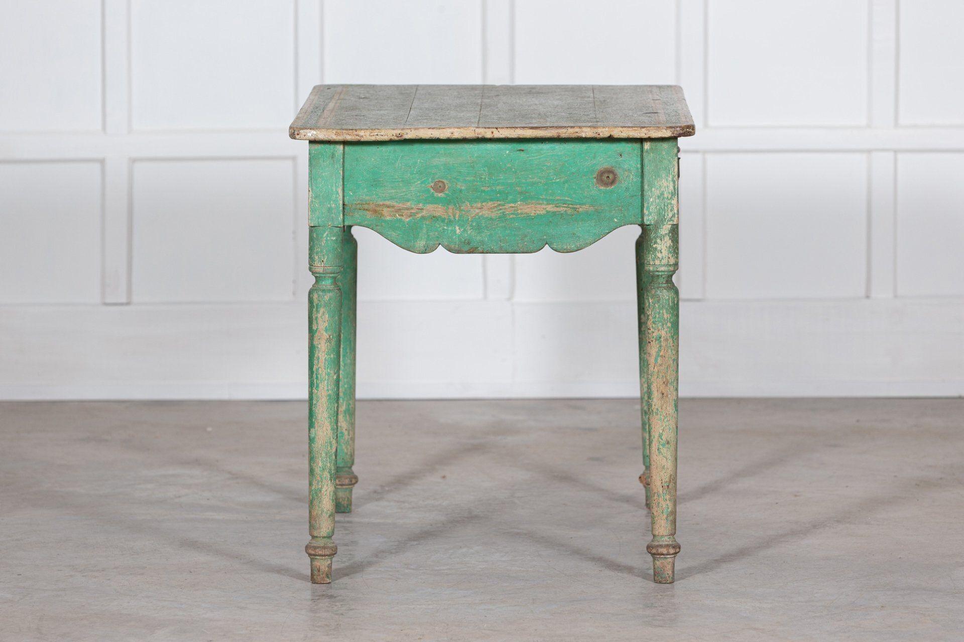 19thC Scandinavian Green Painted Table / Desk For Sale 7