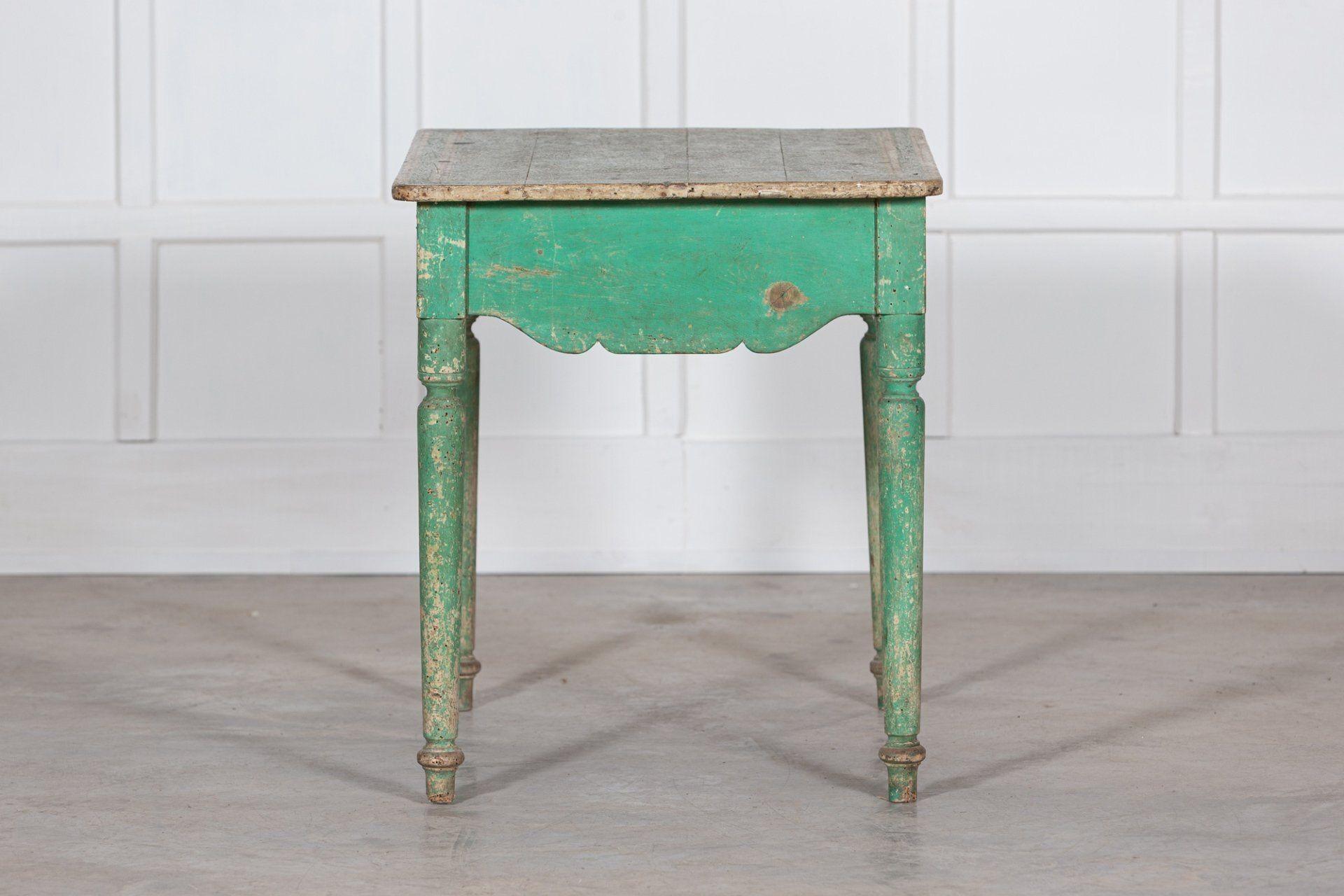 19thC Scandinavian Green Painted Table / Desk For Sale 8