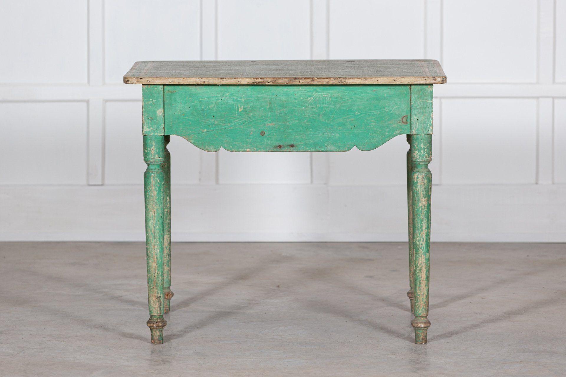19thC Scandinavian Green Painted Table / Desk For Sale 9