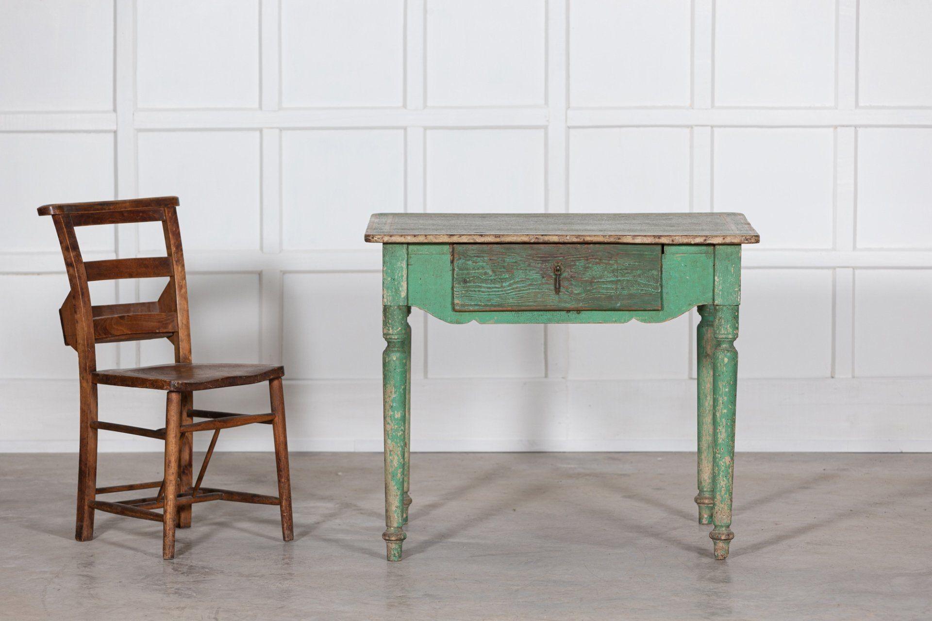 19thC Scandinavian Green Painted Table / Desk In Good Condition For Sale In Staffordshire, GB