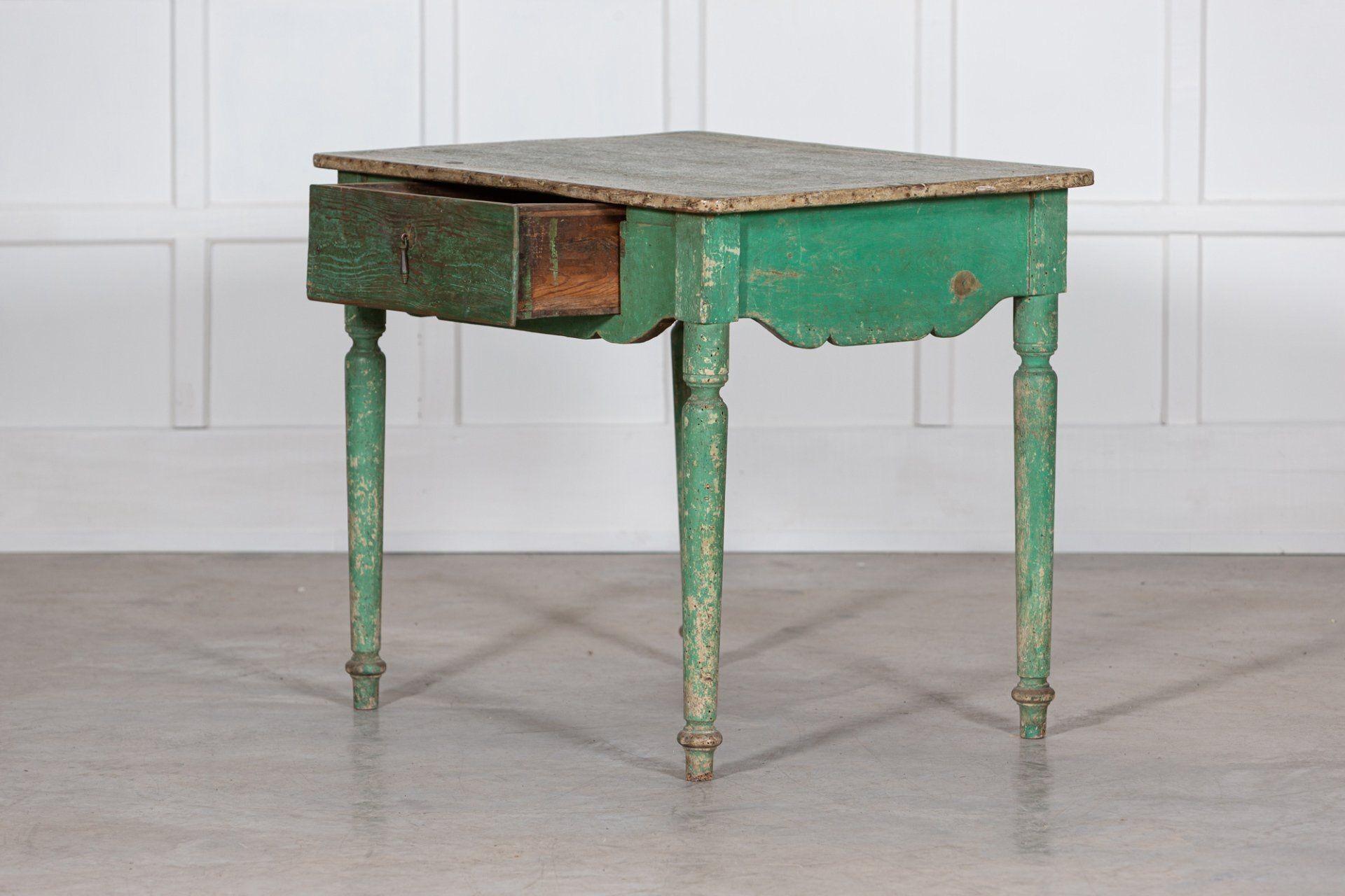 19thC Scandinavian Green Painted Table / Desk For Sale 1