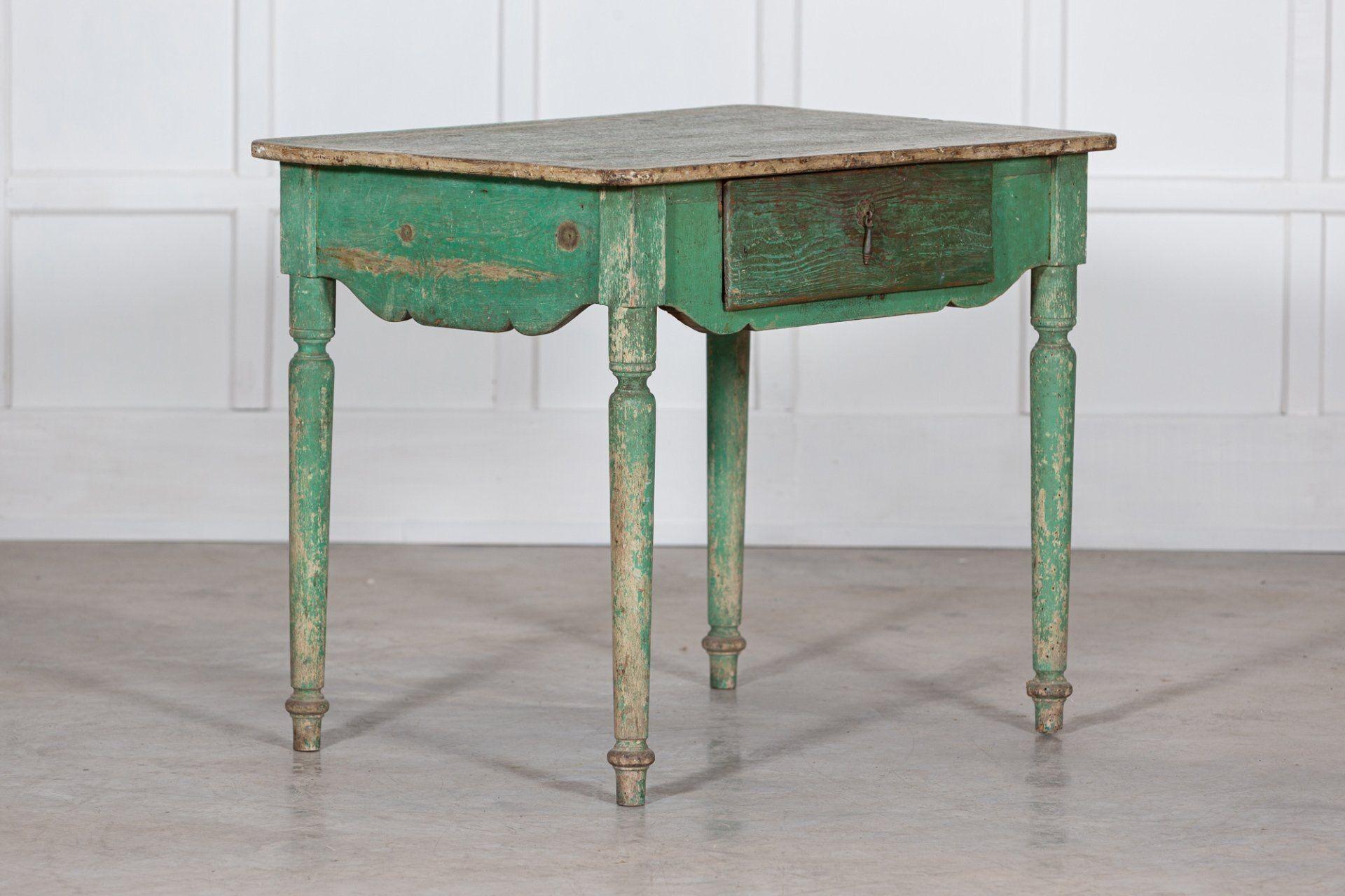 19thC Scandinavian Green Painted Table / Desk For Sale 3