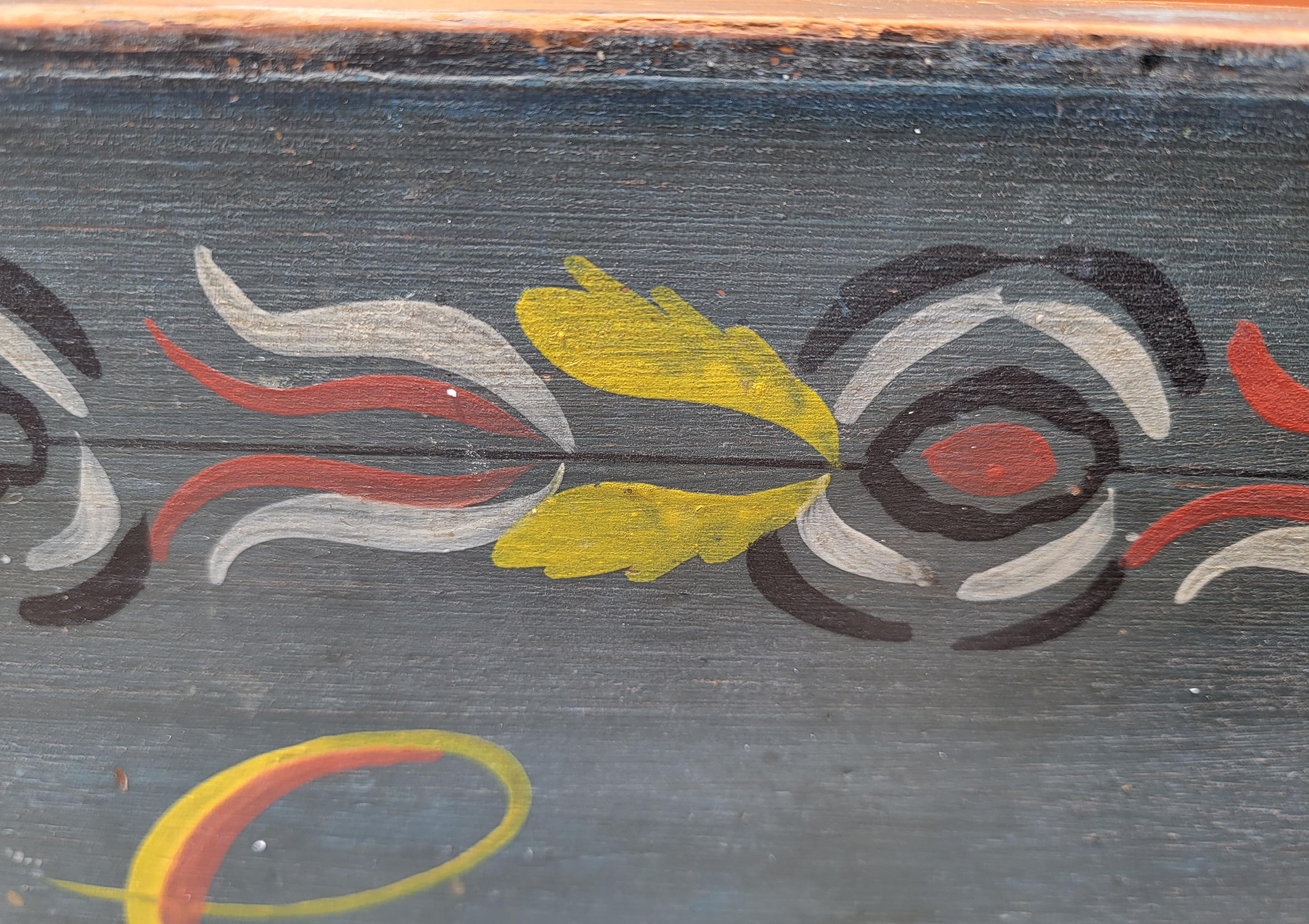 19Thc Schoharie County, New York Cofre de manta decorado con pintura en venta 4