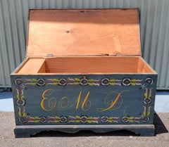 19Thc Schoharie County, New York Paint Decorated Blanket Chest