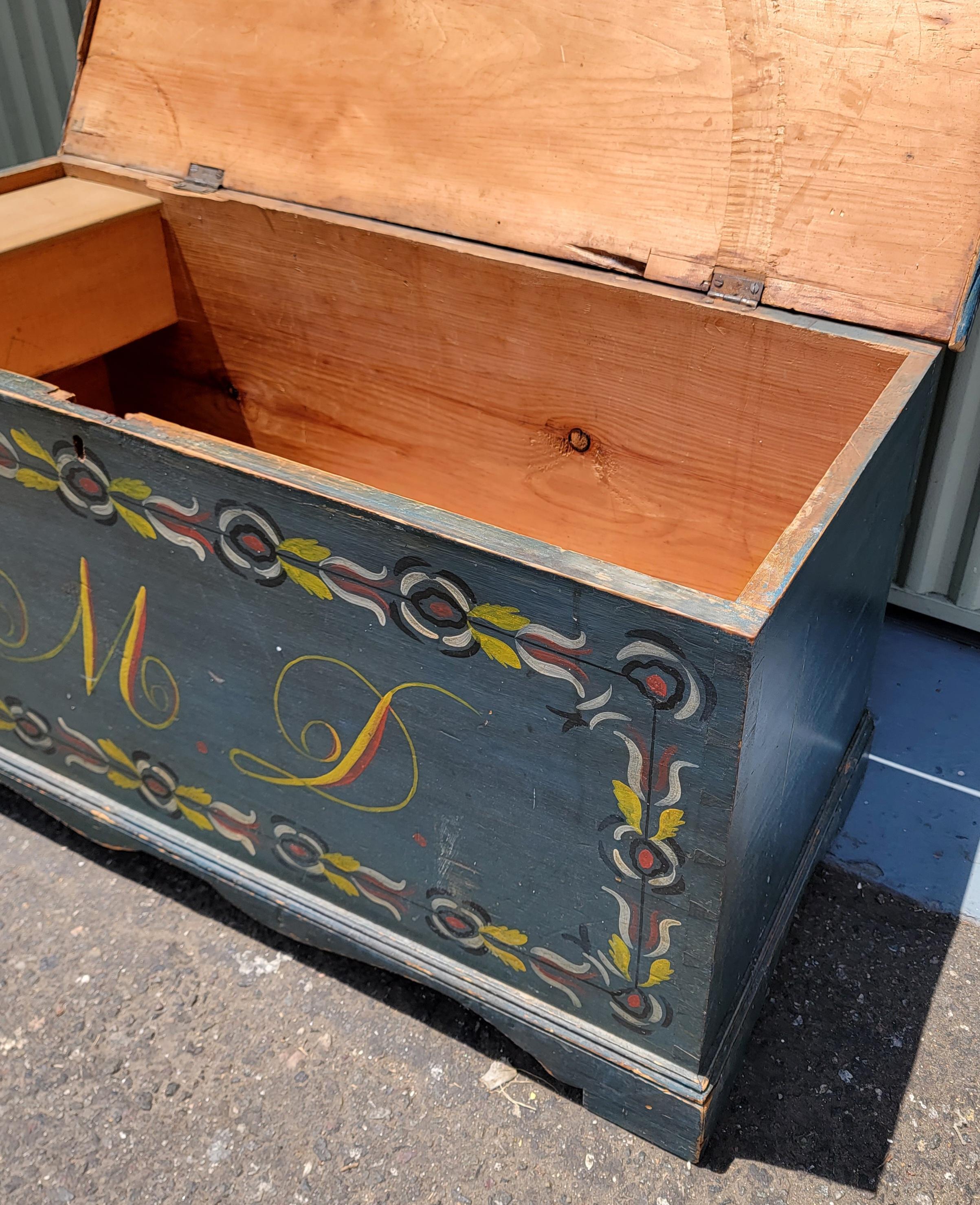 Country 19Thc Schoharie County, New York Paint Decorated Blanket Chest For Sale