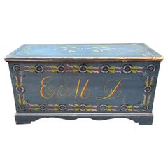 19Thc Schoharie County, New York Paint Decorated Blanket Chest