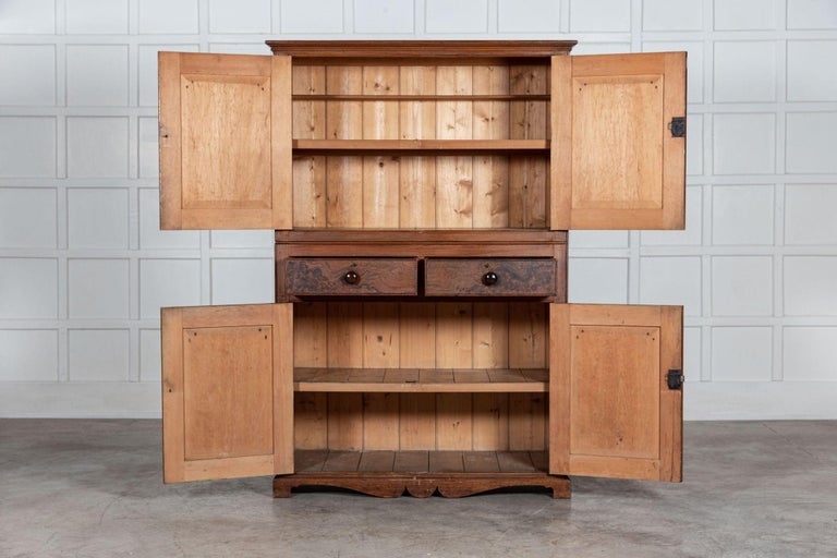 19th C Scottish Grained Arched Pine Housekeepers Cupboard For Sale at