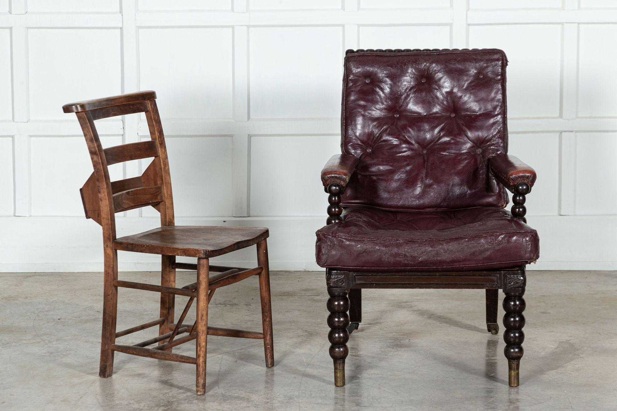 19th Century Scottish Leather Bobbin Armchair For Sale 5