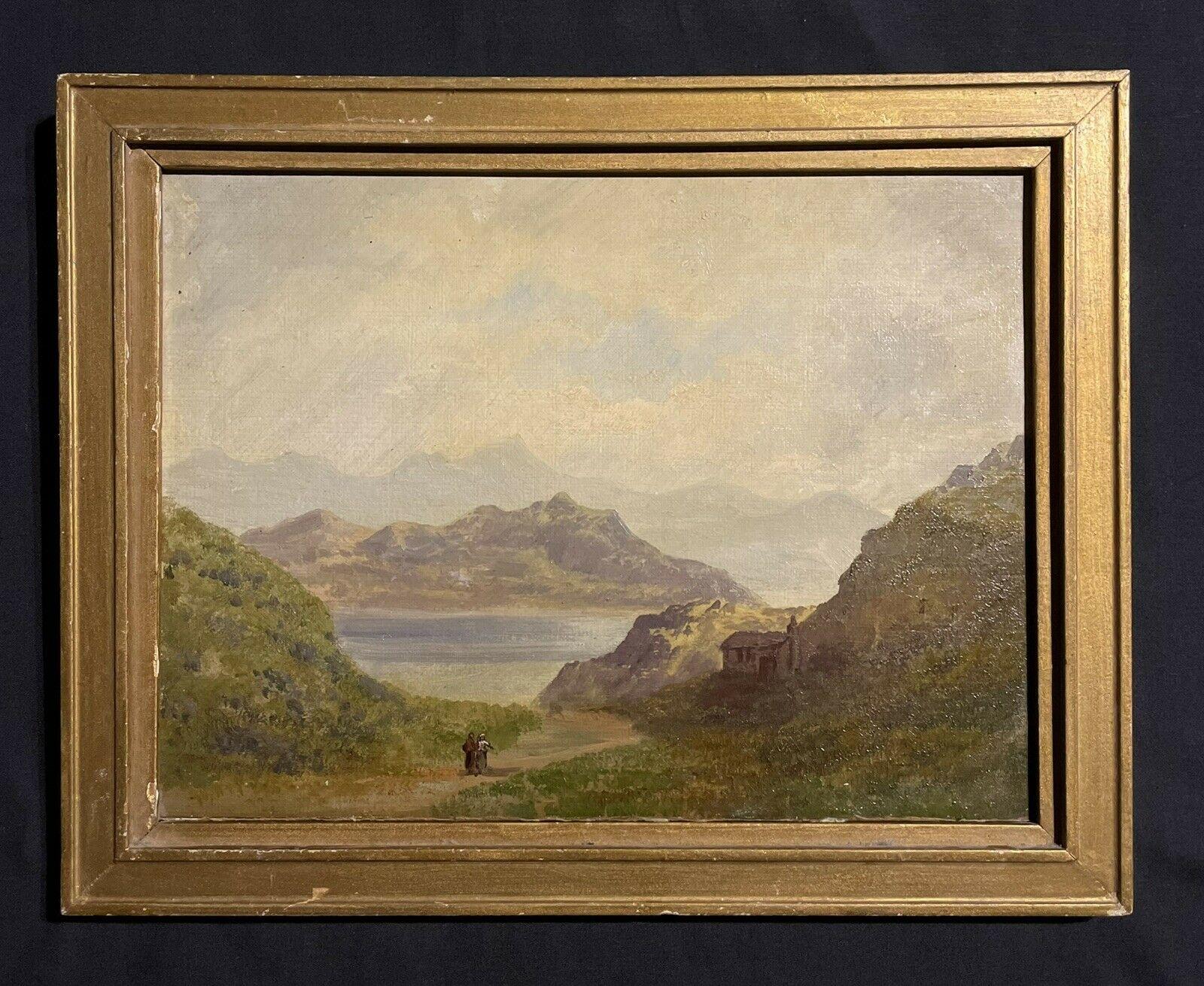 Peinture à l'huile écossaise du début du 19e siècle Figures dans un paysage dramatique des Highlands - Painting de 19thC Scottish