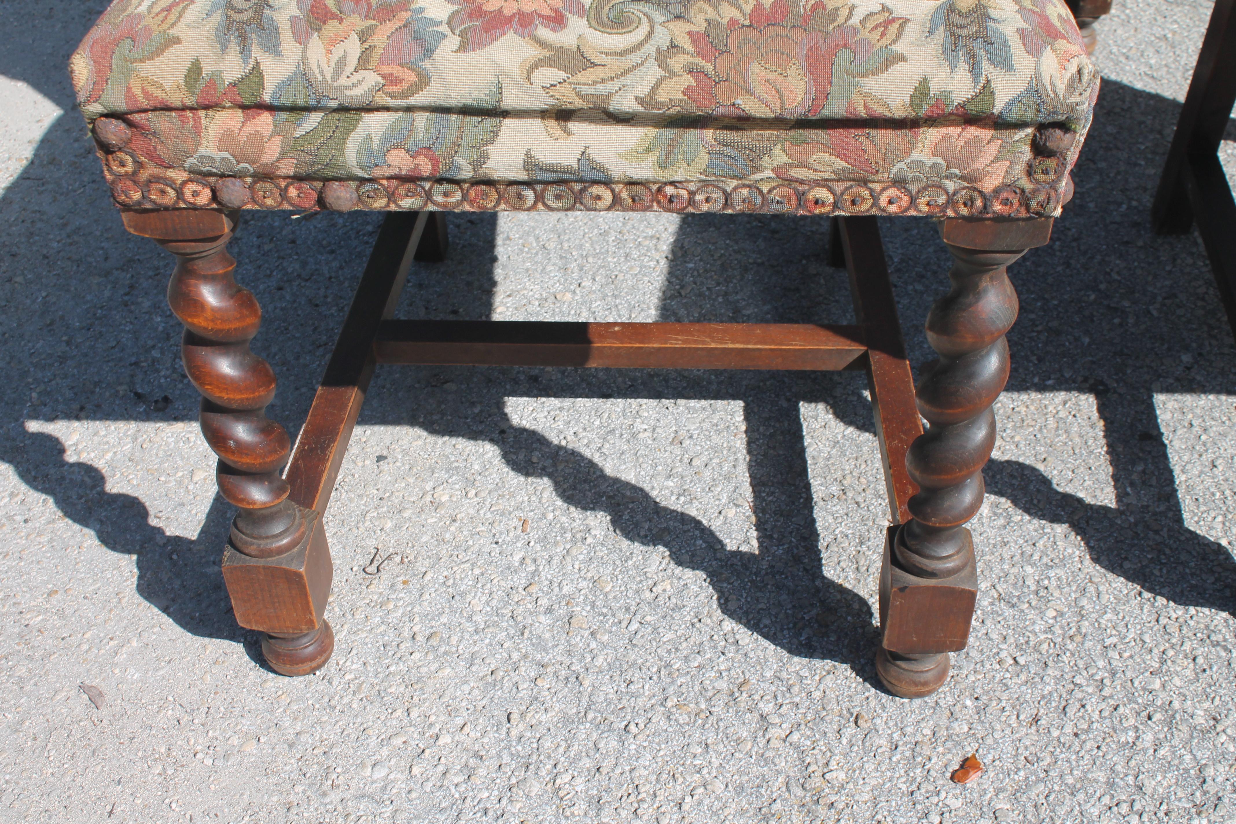 19thc Set of 6 French Louis XIV Carved Oak Tall Back Dining Chairs For Sale 1