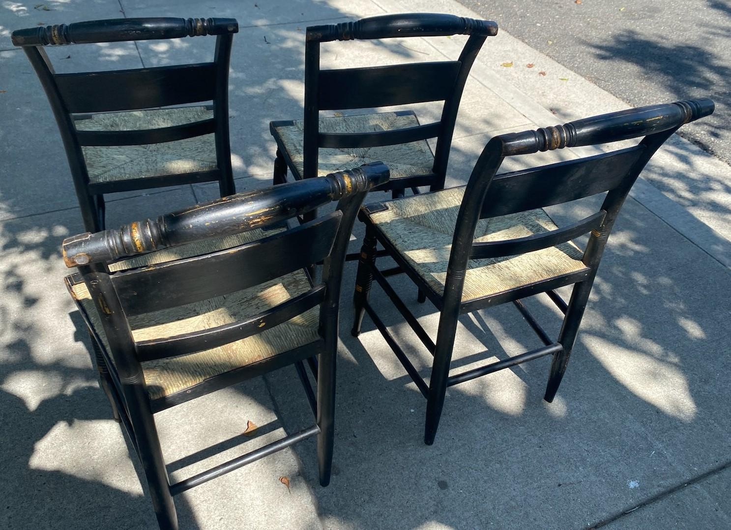 American 19thc Set of Six Original Paint Decorated Hitchcock Chairs