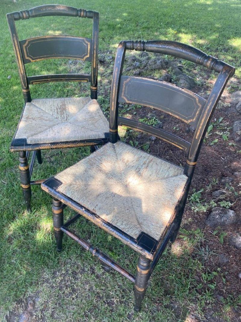 19th Century 19thc Set of Six Original Paint Decorated Hitchcock Chairs