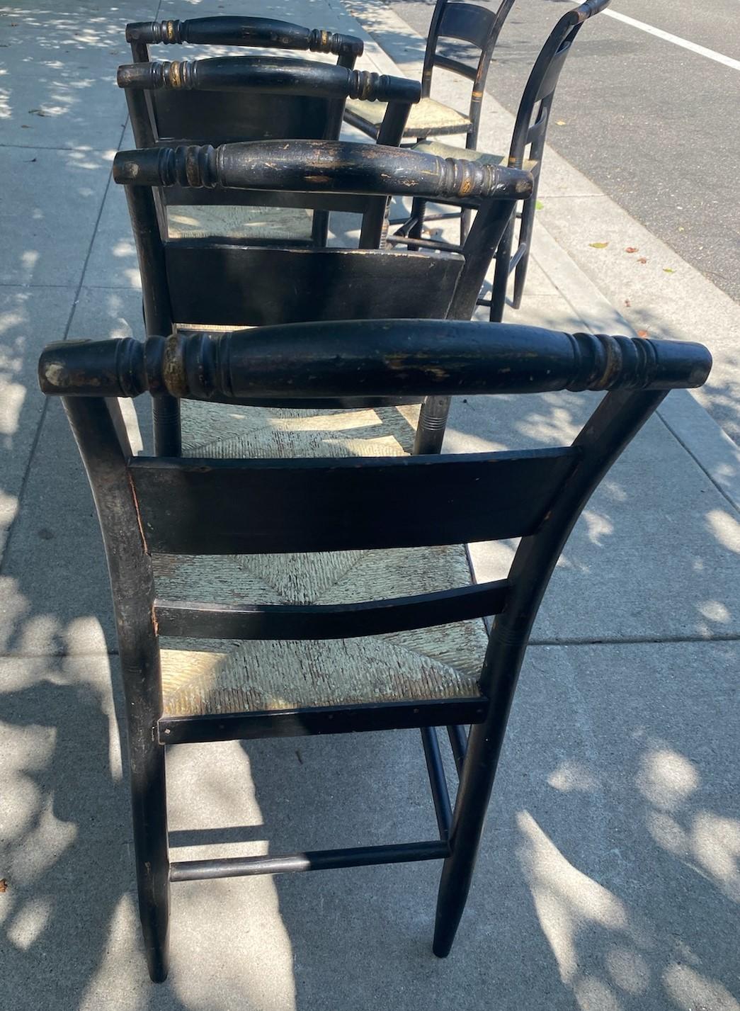 Wood 19thc Set of Six Original Paint Decorated Hitchcock Chairs