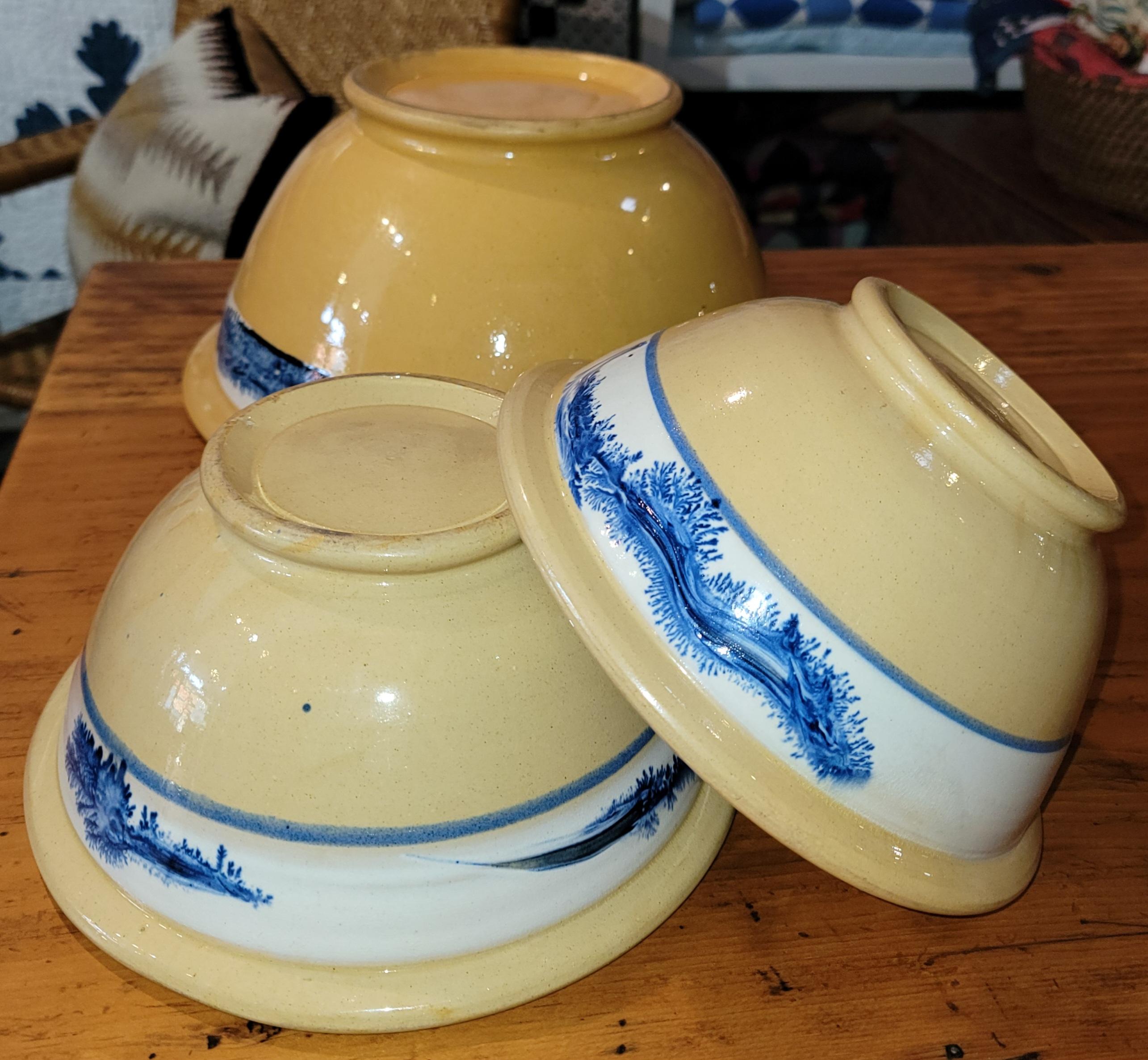 Adirondack 19thc Set of  Three Yellow Ware Bowls For Sale