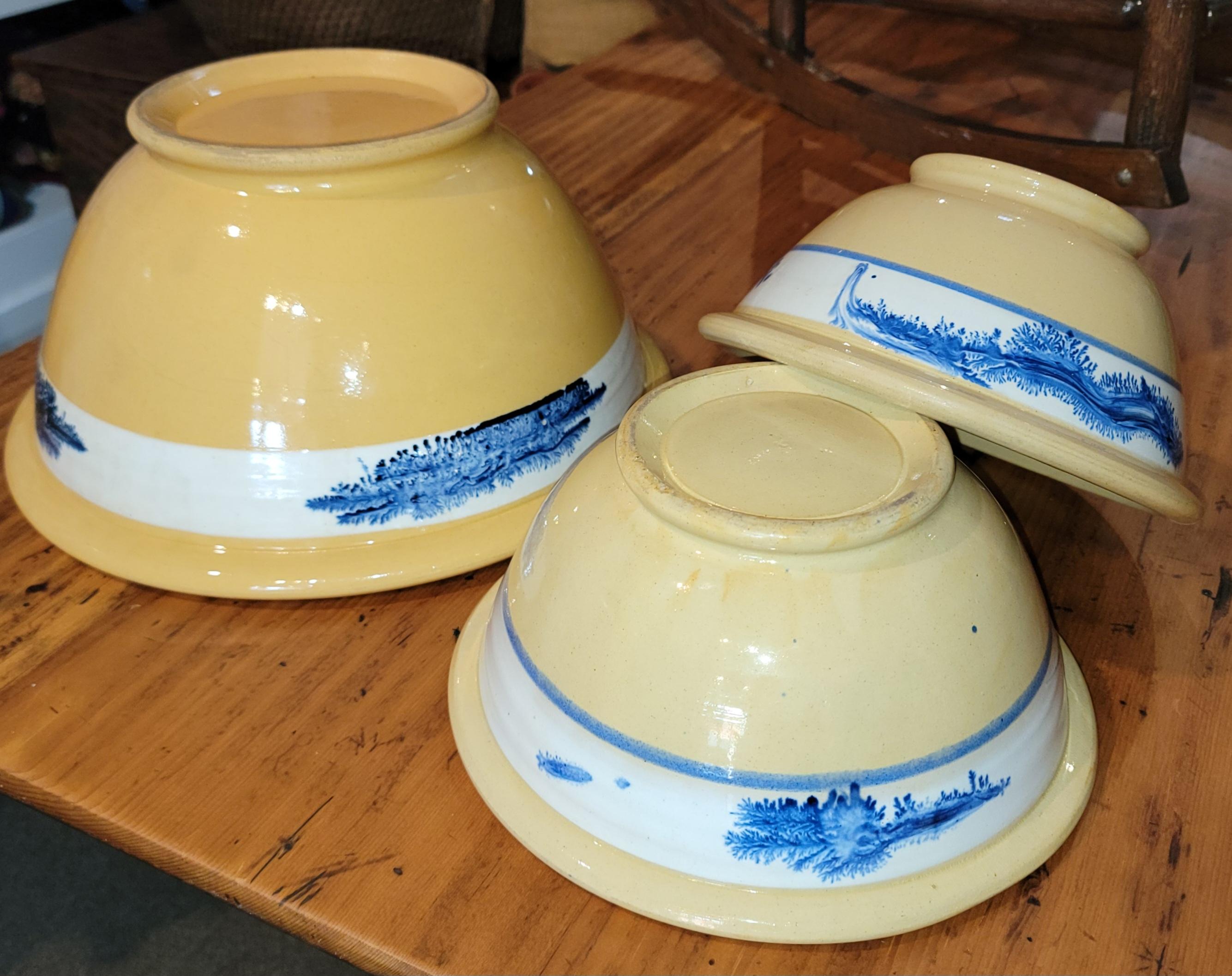 19thc Set of  Three Yellow Ware Bowls For Sale 1