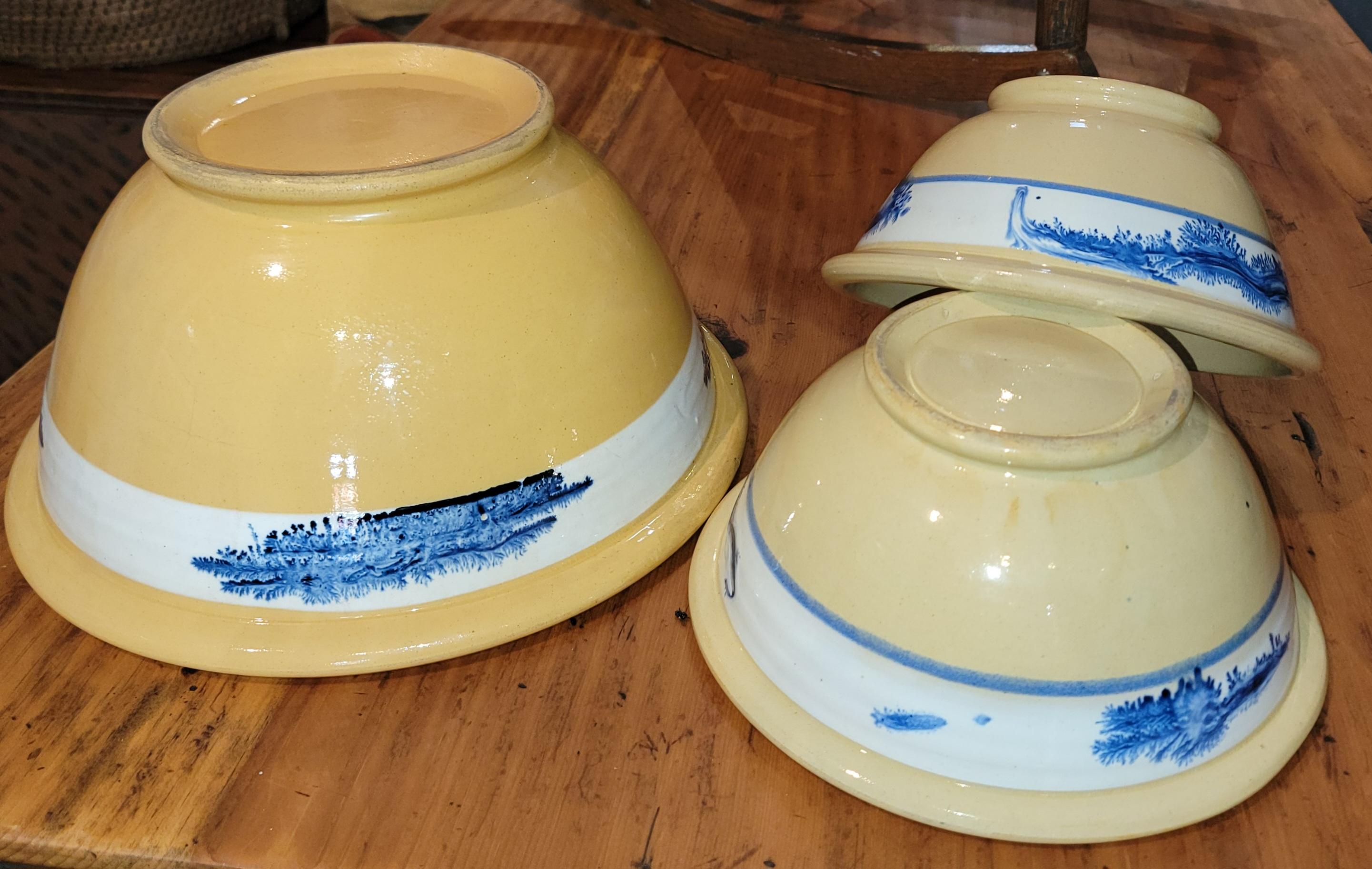 19thc Set of  Three Yellow Ware Bowls For Sale 2
