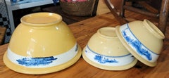Antique 19thc Set of  Three Yellow Ware Bowls