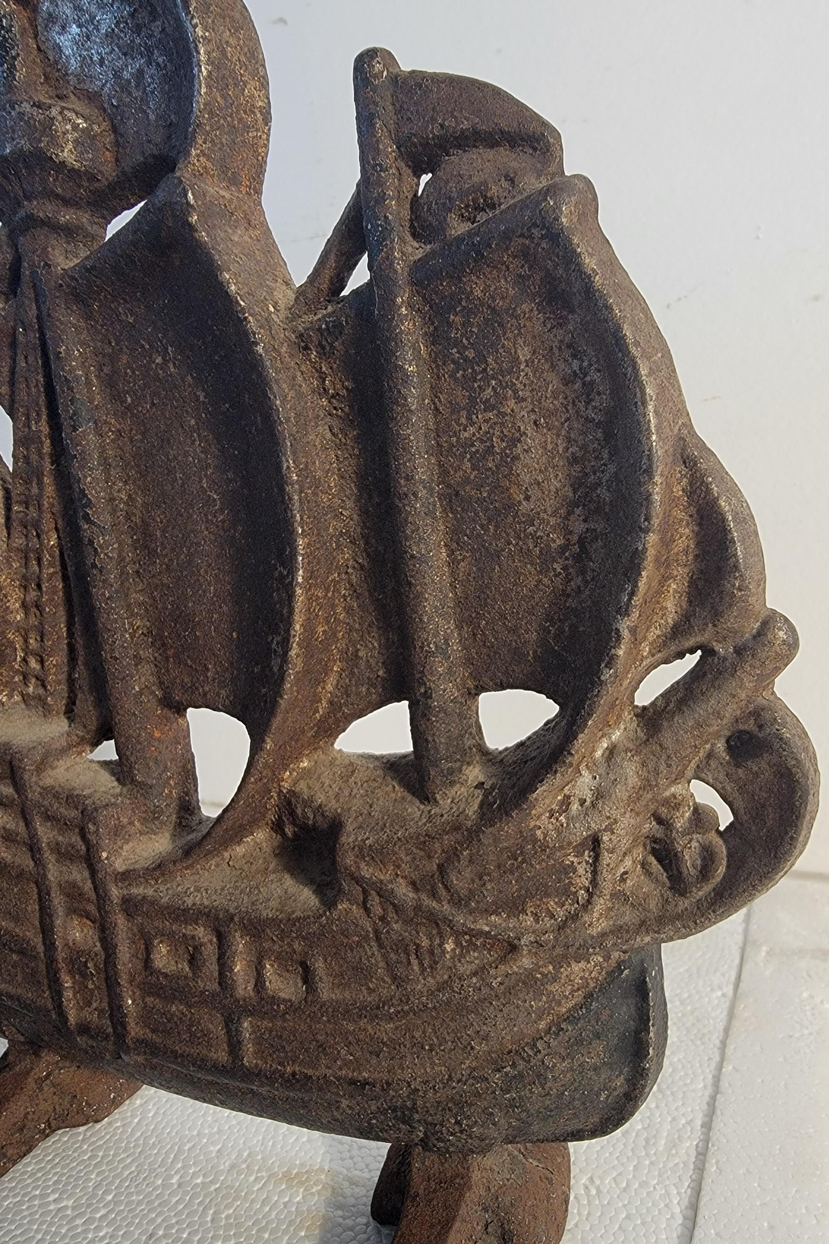 19Thc Cast iron ship door stop with a fine patina.Fine condition as well.