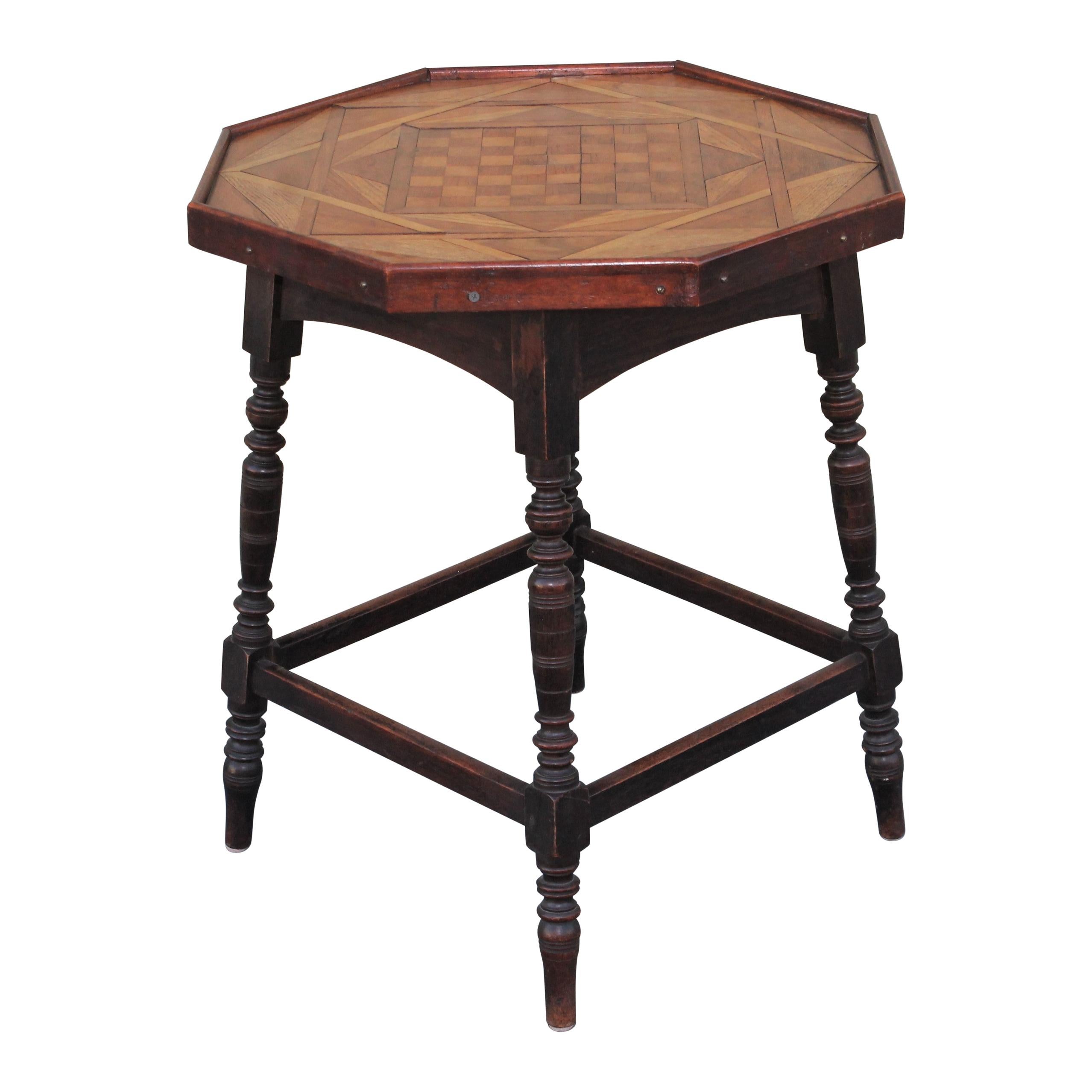 19th Century Side Table with Inlaid Game Board Top