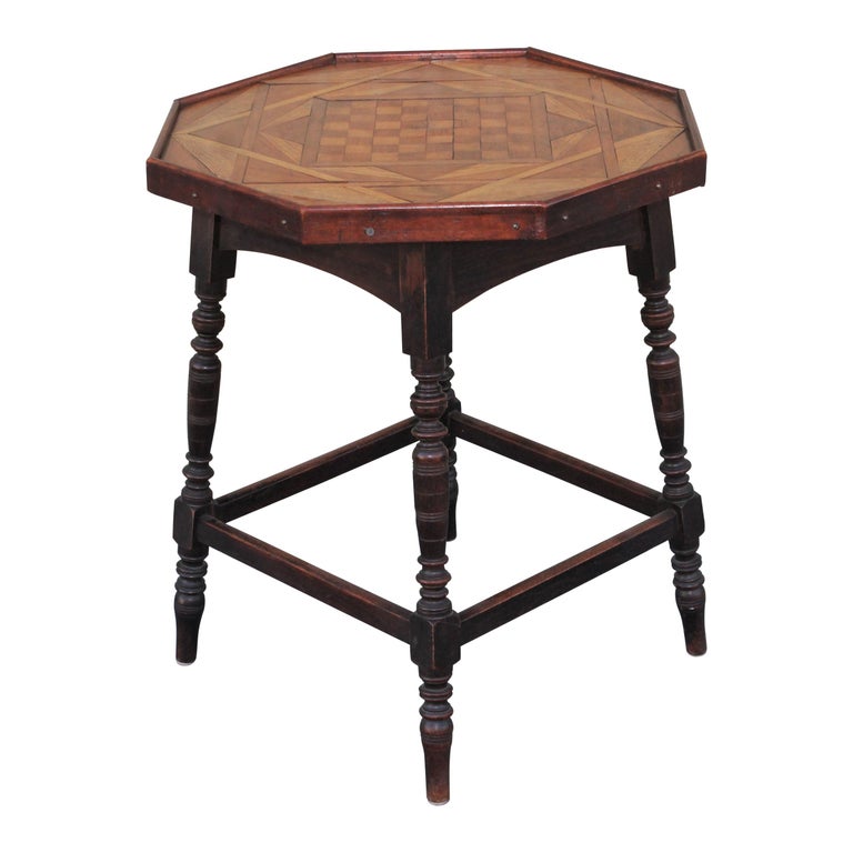19th Century Side Table with Inlaid Game Board Top For Sale