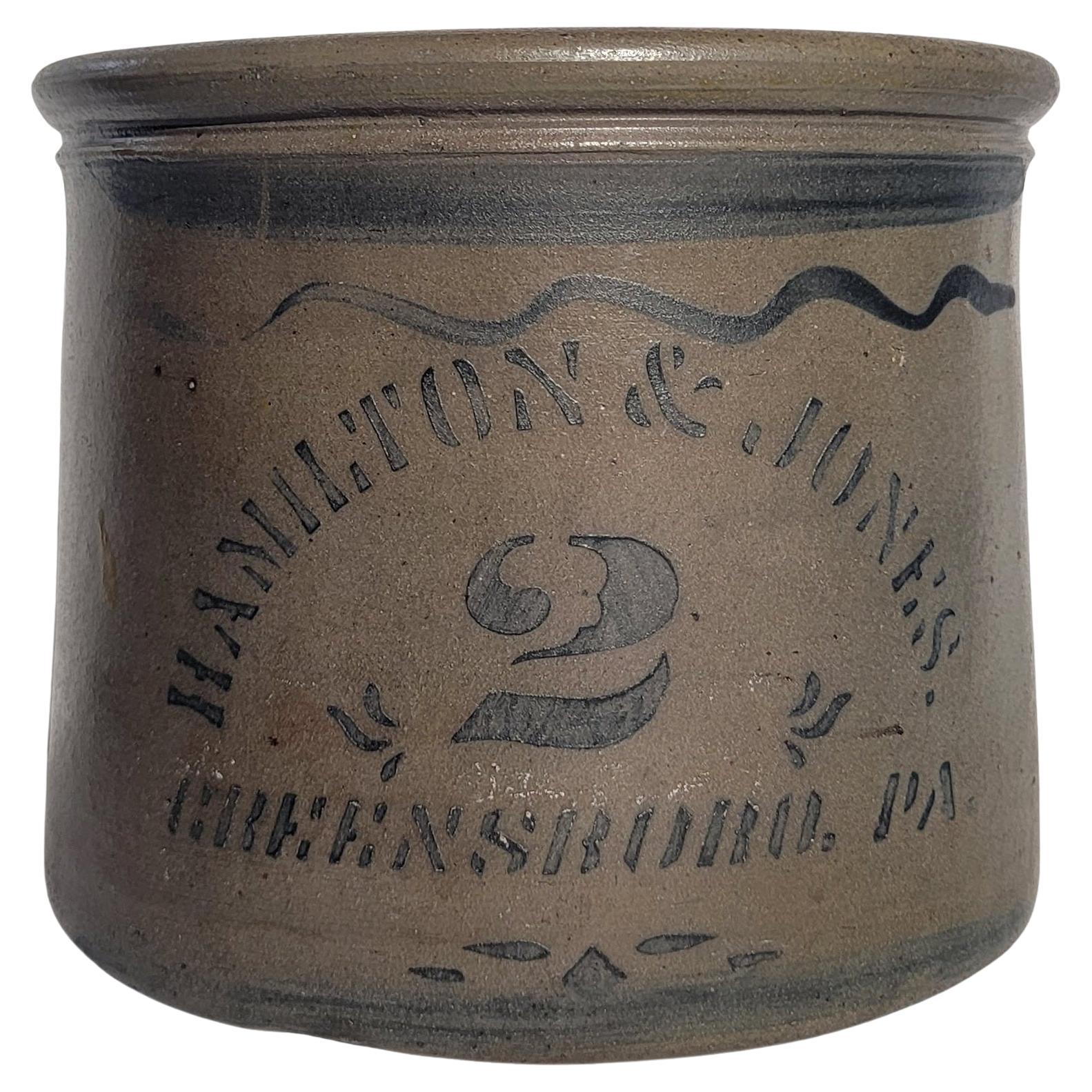 Butter Crock 2 Gallon signé Hamilton & Jones, 19ème siècle