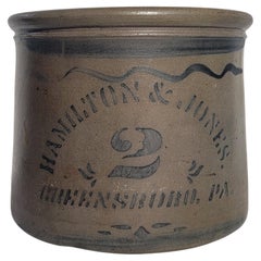 19. Jahrhundert Signiert Hamilton & Jones 2 Gallon Butterkrug