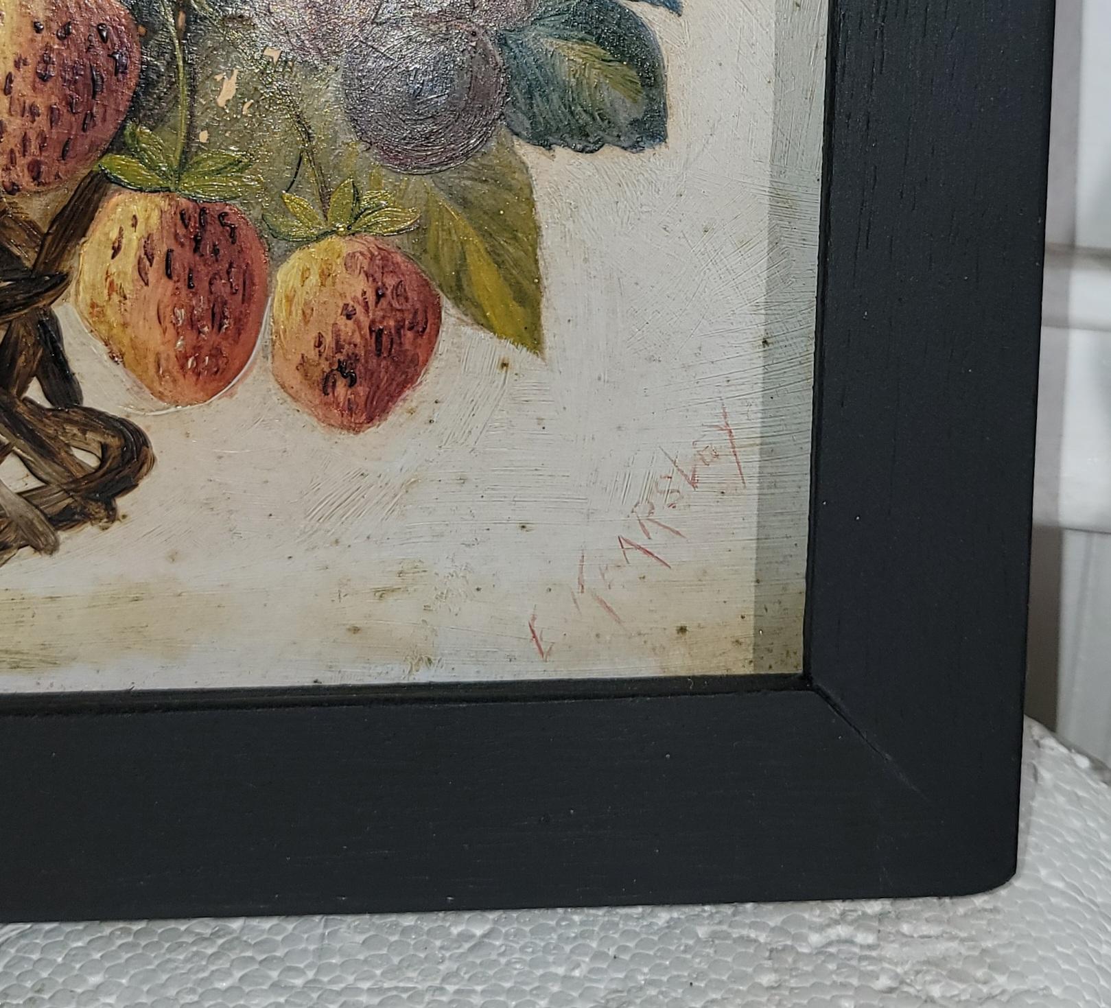 19Thc Signiert Öl Stillleben Gemälde (Volkskunst) im Angebot