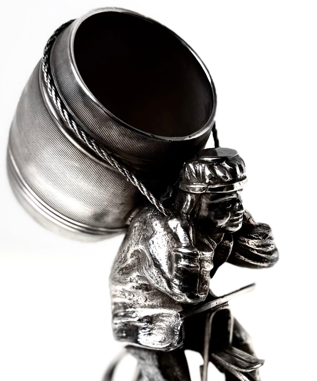 American 19thC. Silver Plated Victorian Figural Toothpick Holder By James Tufts, Boston For Sale
