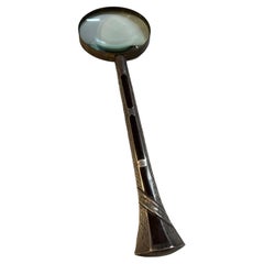 19thc Silvered And Wood Magnifying Glass