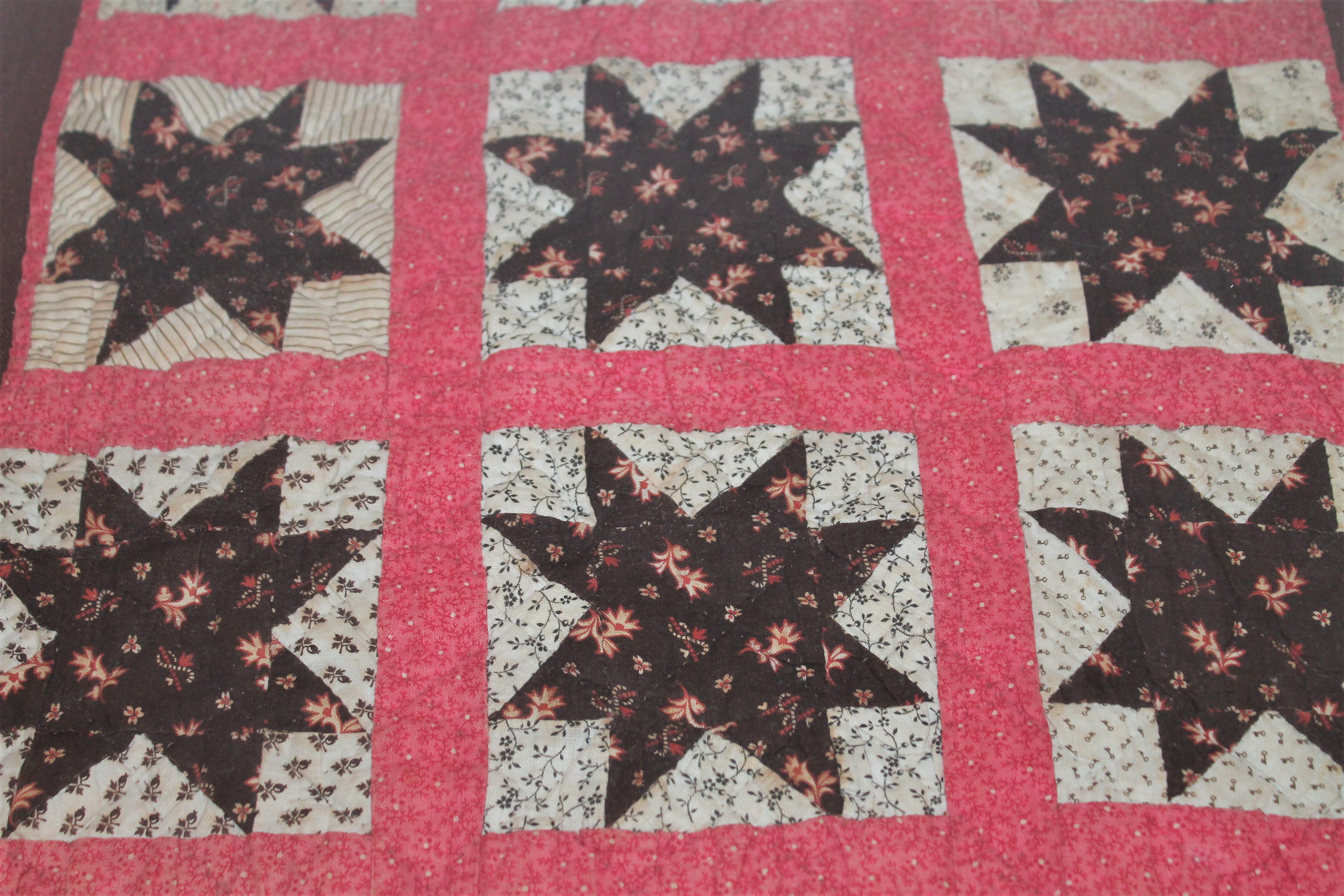 American 19th Century Six Point Star Rare Doll Quilt