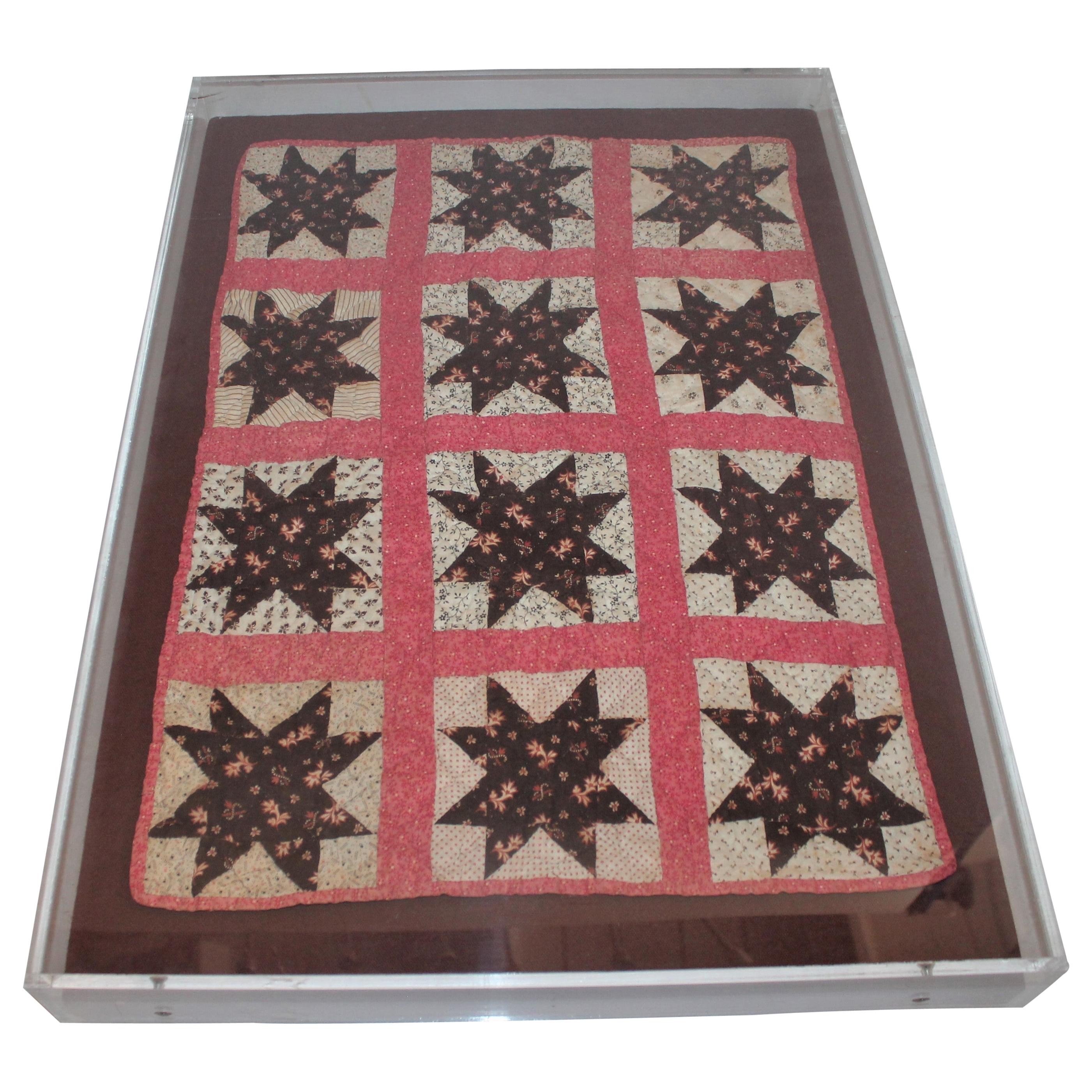 19th Century Six Point Star Rare Doll Quilt