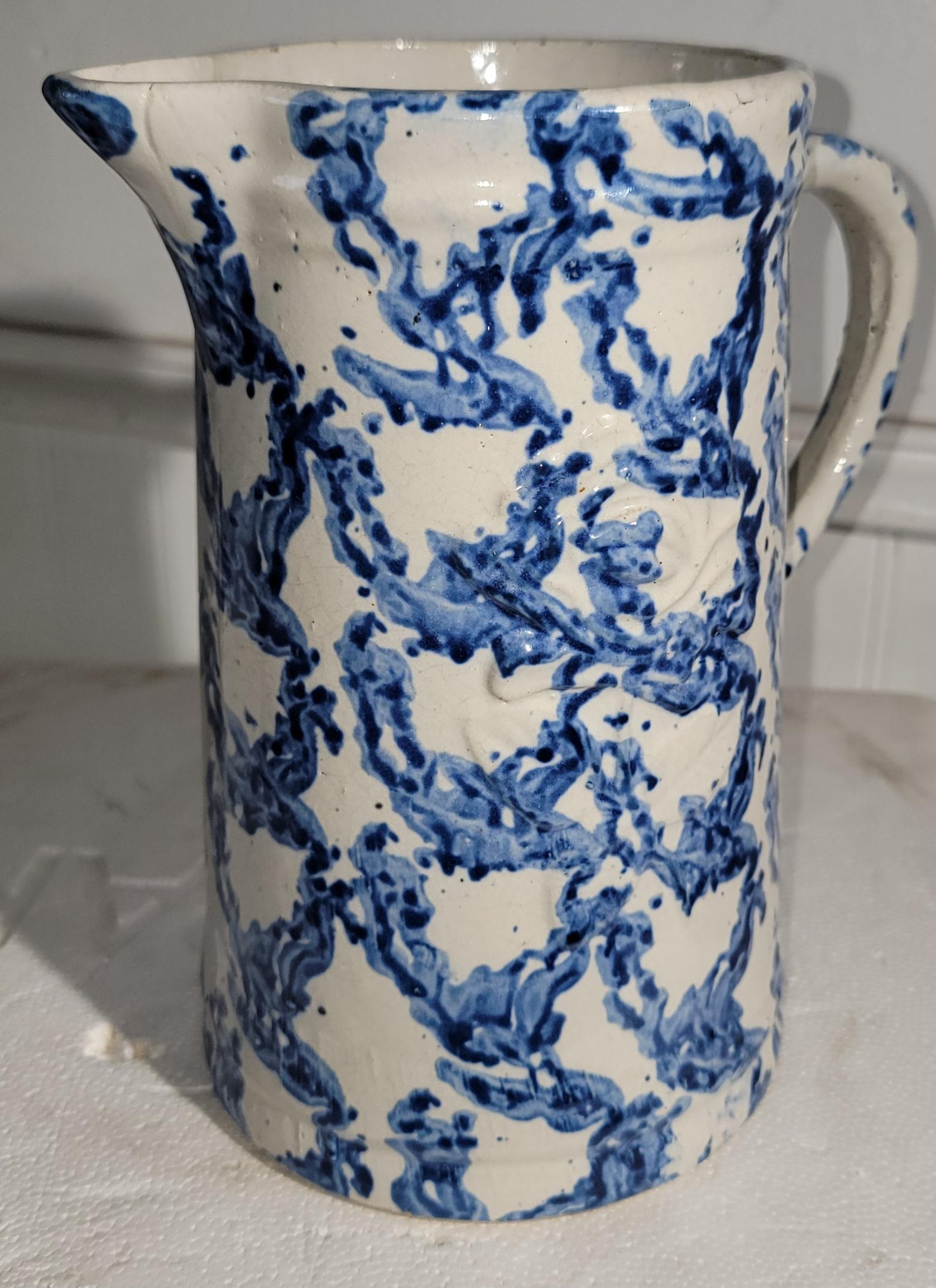 American 19Thc Smoke Rig Sponge Ware Pitcher Collection of Four Pichers For Sale
