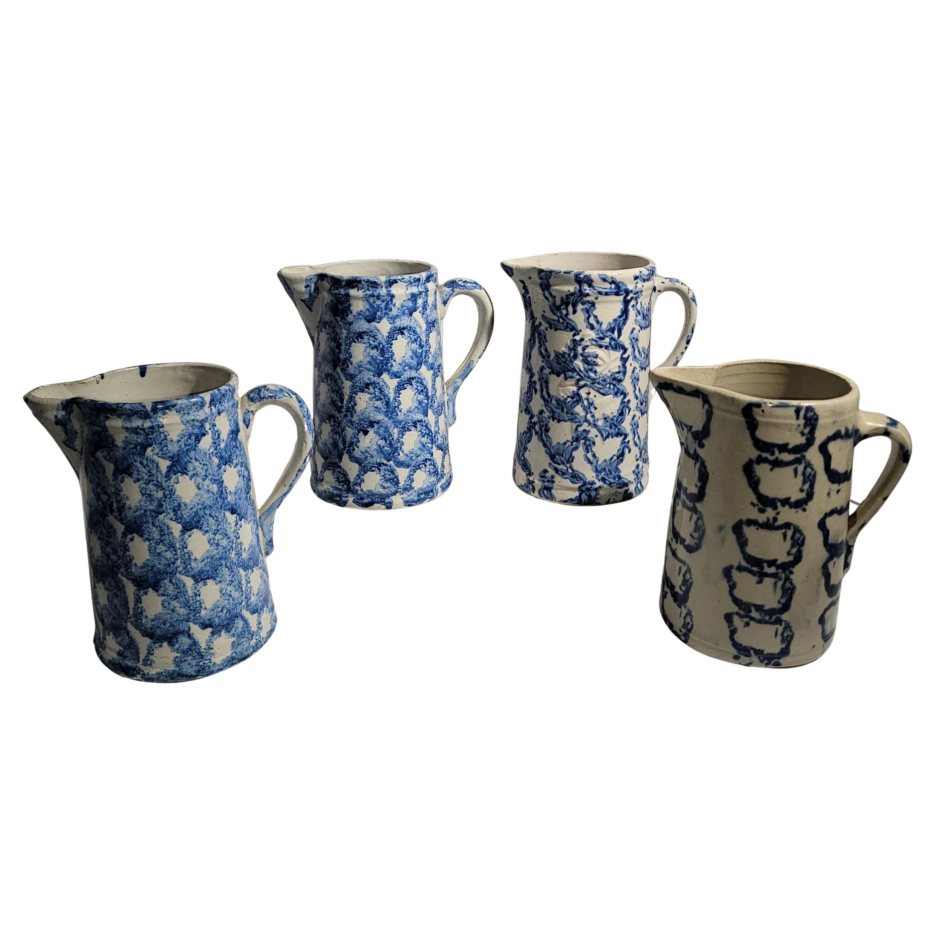 19Thc Smoke Rig Sponge Ware Pitcher Collection of Four Pichers For Sale
