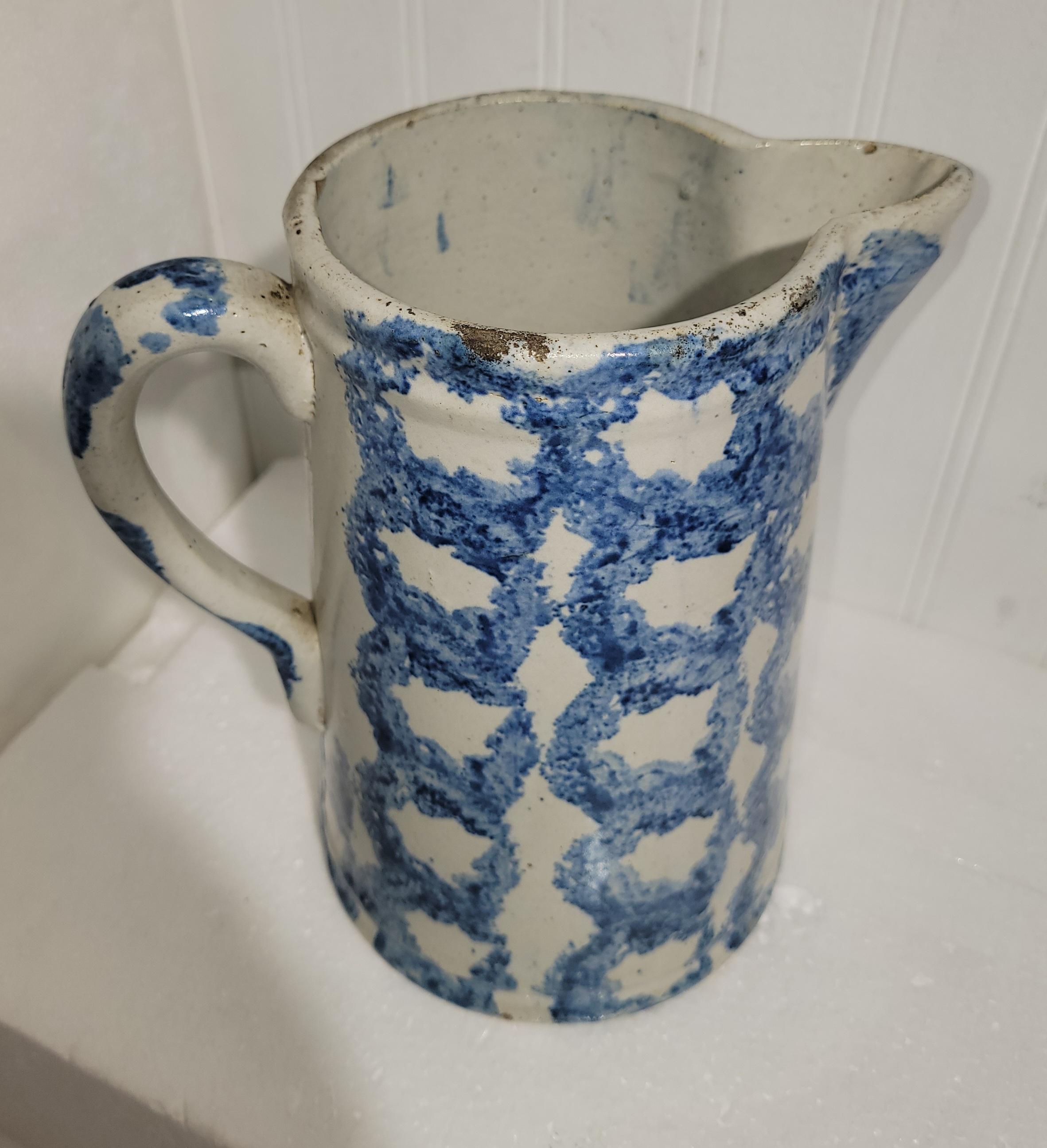 Adirondack 19Thc Smoke Ring Pattern  Sponge Ware Pitcher For Sale