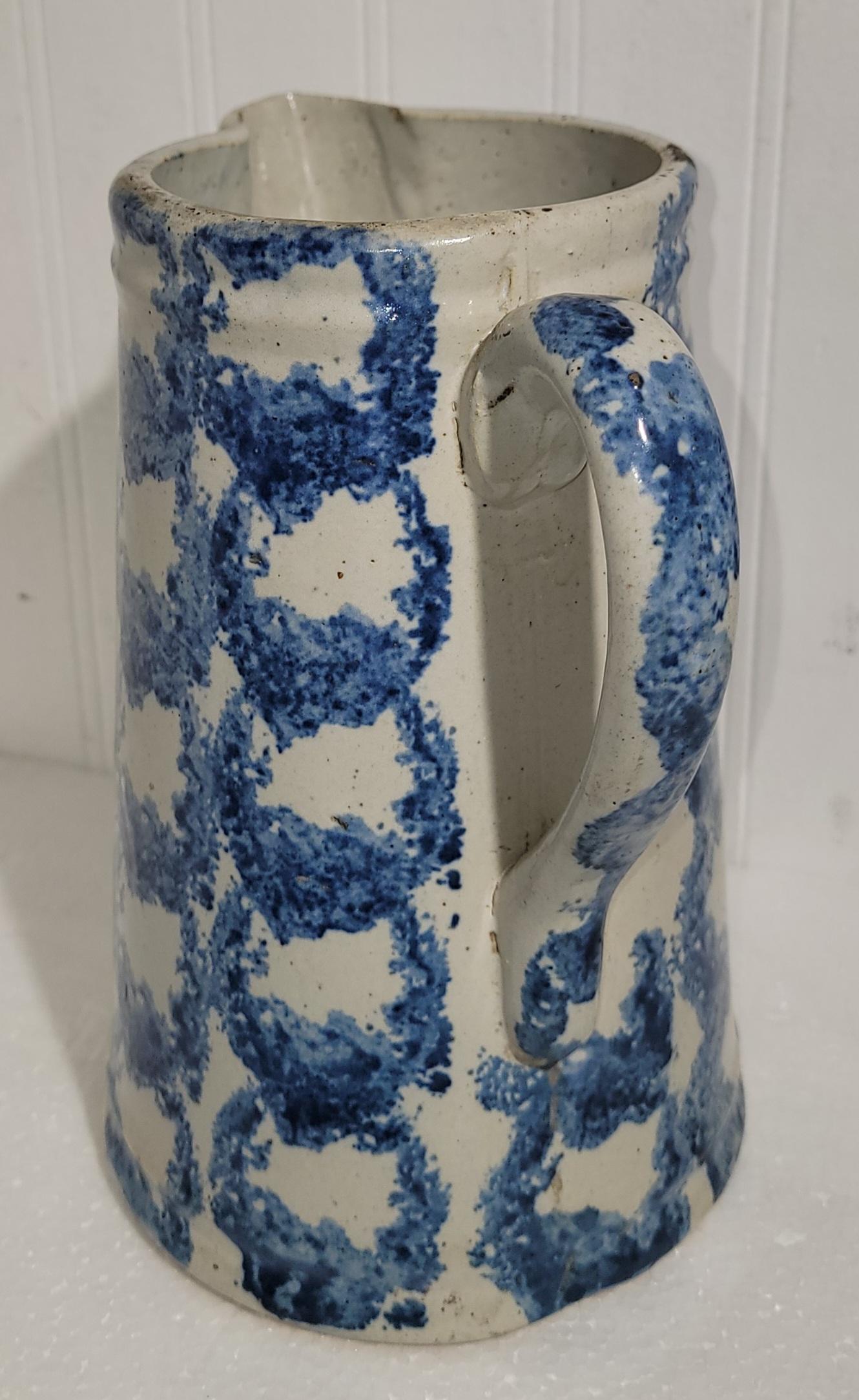 American 19Thc Smoke Ring Pattern  Sponge Ware Pitcher For Sale