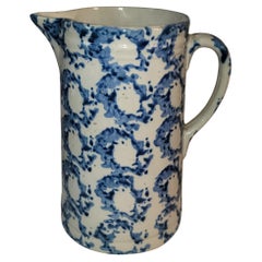 Antique 19thc Smoke Ring Sponge Ware Pitcher