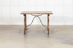 19thC Spanish Walnut & Iron Trestle Table