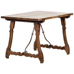 19thC Spanish Walnut & Iron Trestle Table