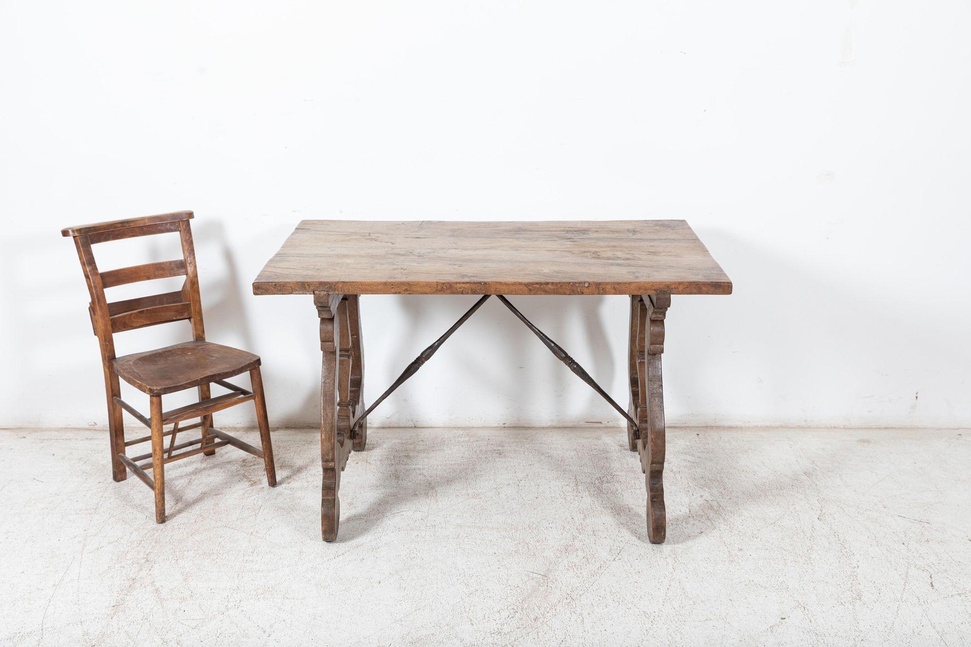 19th C Spanish Walnut Trestle Table 6